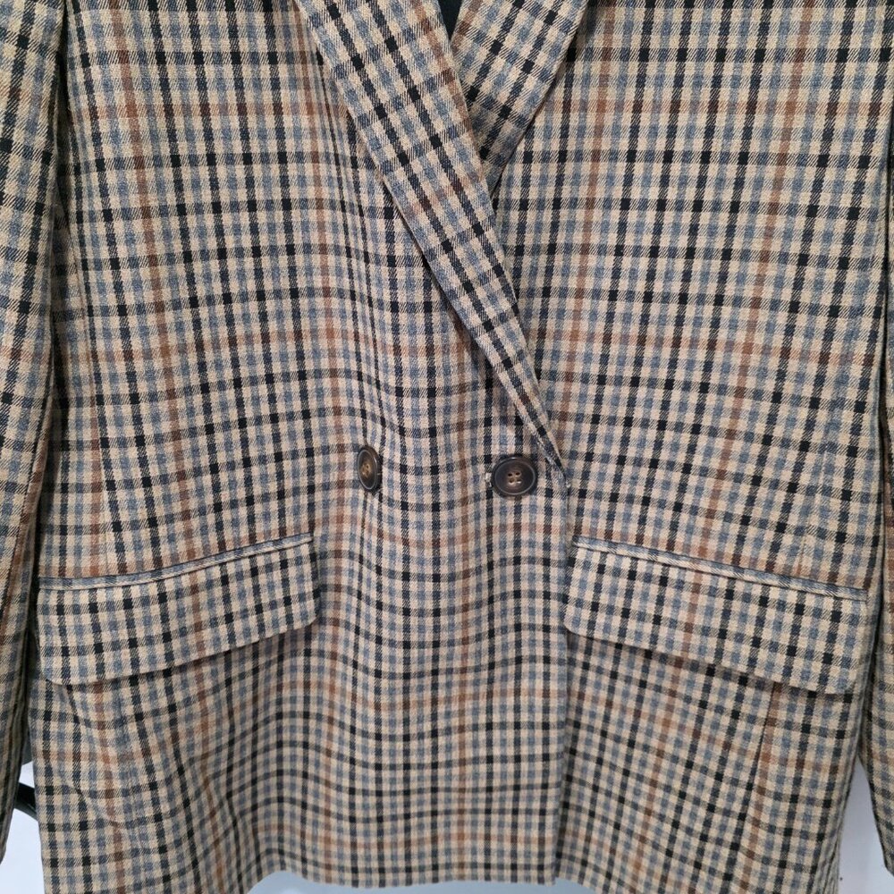 Madewell Brown Plaid Double-Breasted Blazer – Size M - Picture 4 of 9